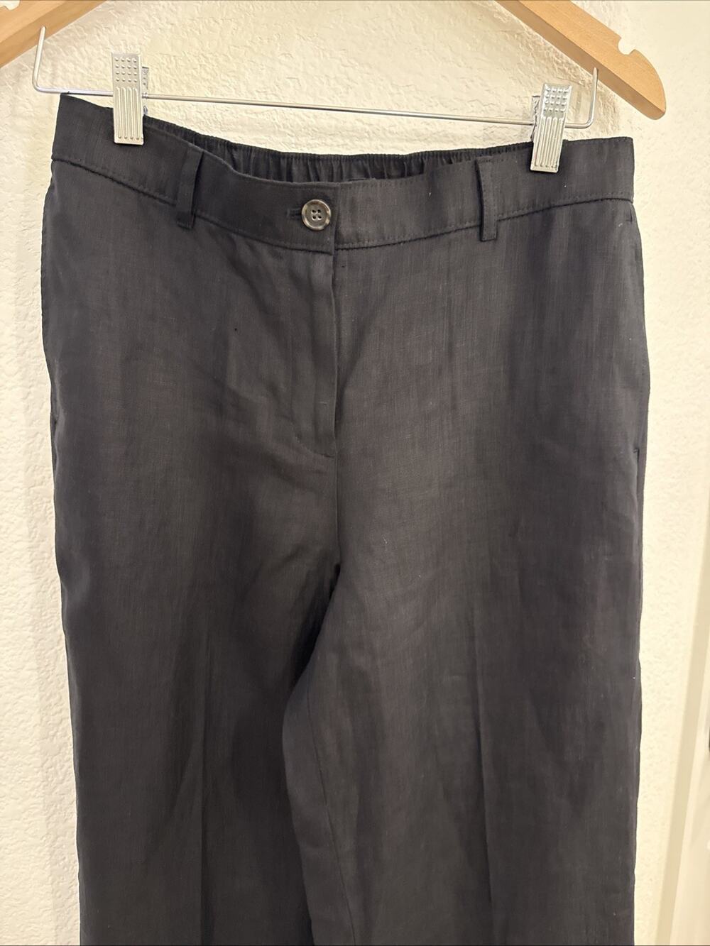 J.Crew Essential Wide Leg Pant Women S Black 100% Linen Pleated High Rise